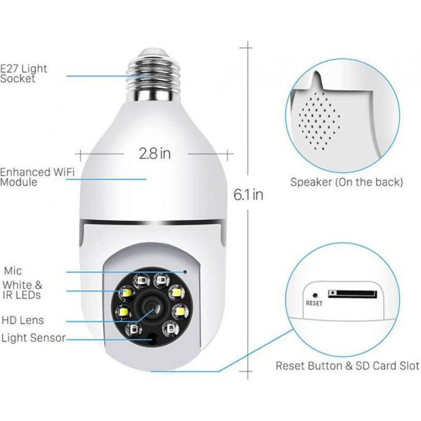 IR E27 Light Bulb Camera 1080P HD Wireless Wifi Smart Home Security Camera - Image 9
