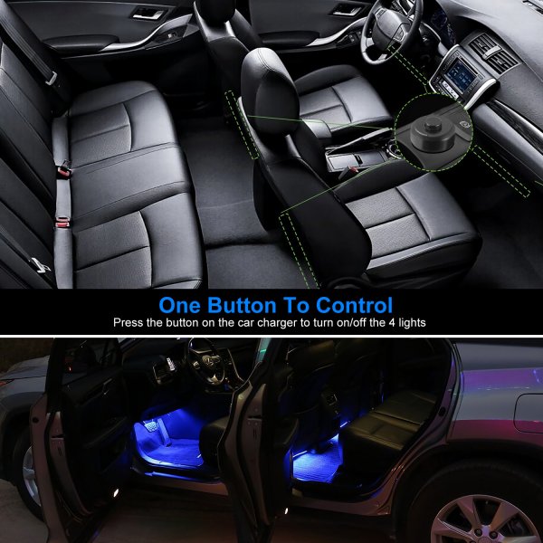 4Pcs Car Interior LED Atmosphere Light Car Charge Decorative Lamp DC 12V Blue Light - Image 8