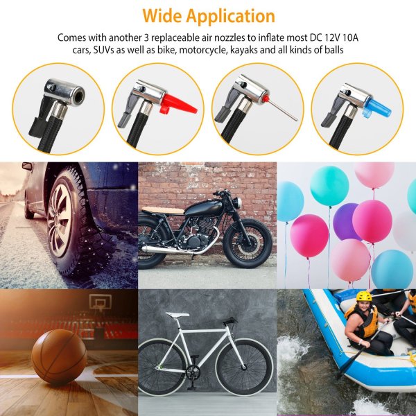 Portable Car Tire Inflator DC 12V Digital Car Air Compressor Electric Air Inflator With LED Light 150PSI - Image 5