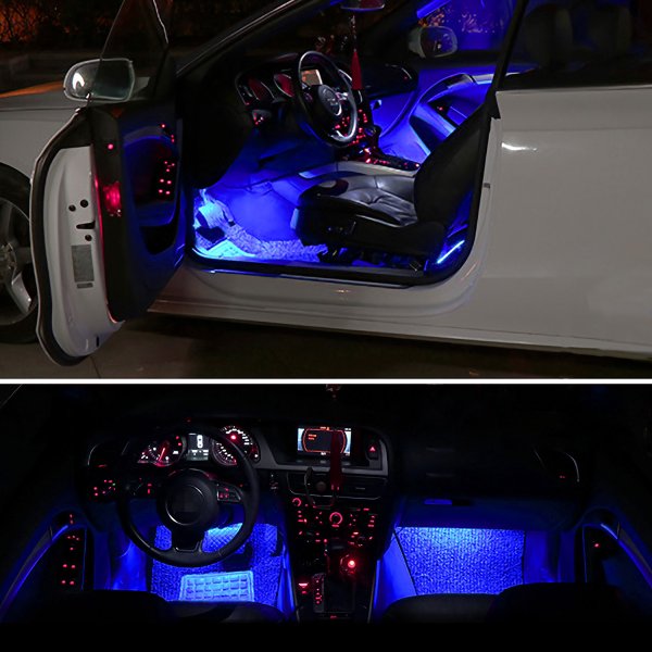 4Pcs Car Interior LED Atmosphere Light Car Charge Decorative Lamp DC 12V Blue Light - Image 6