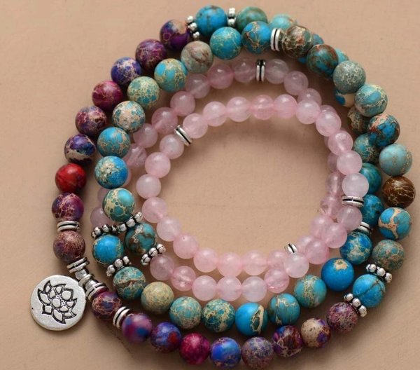 Amazon Stone Tiger Eye Stone Bracelet Necklace 108 Buddha Beads Lotus Bracelet - Image 4
