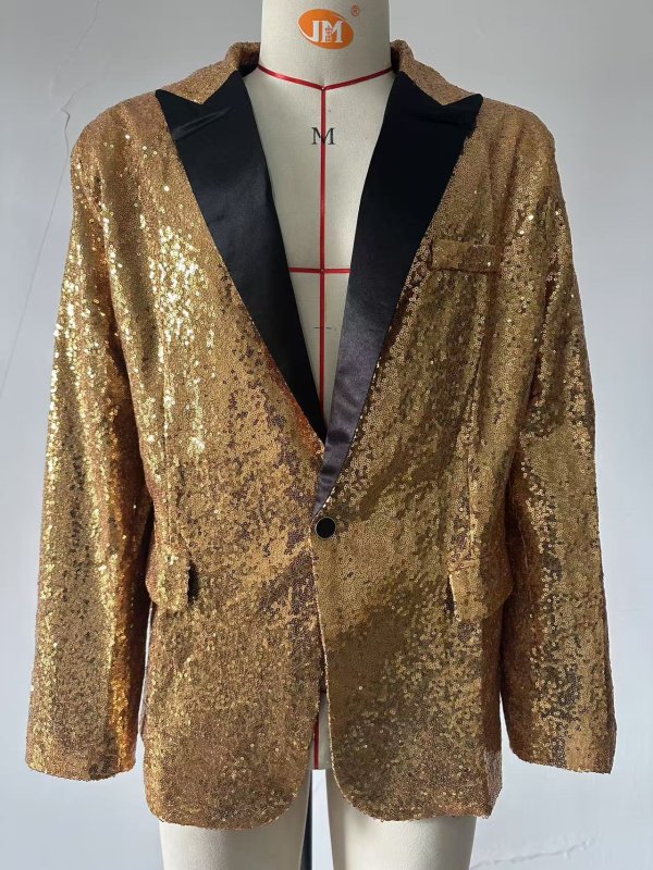 Men's Banquet Stage Costume Bar Sequin Suit Jacket - Image 3