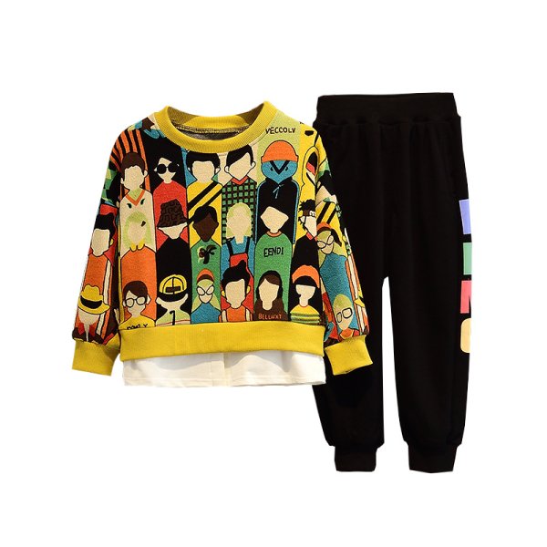 Children's Clothing Boy Autumn Clothing Suit Autumn New Style Korean Casual Cartoon Two-Piece Suit Spring And Autumn Models Big Kids Trend - Image 3
