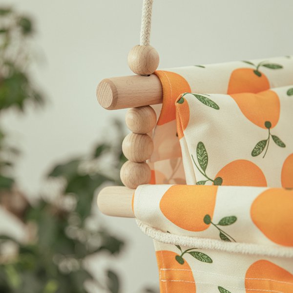 Cotton Canvas Baby Swing Chair Hanging Swing Indoor Outdoor Safety Baby Children's Toy Wooden Seat With Cushion Baby Room Decor - Image 4