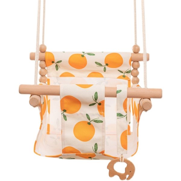 Cotton Canvas Baby Swing Chair Hanging Swing Indoor Outdoor Safety Baby Children's Toy Wooden Seat With Cushion Baby Room Decor - Image 2