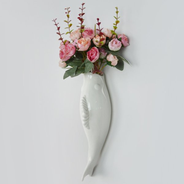 Simple Modern Creative Wall Ceramic Goldfish Vase Restaurant Mural Wall Hanging Three-Dimensional Wall Decoration Wholesale - Image 6