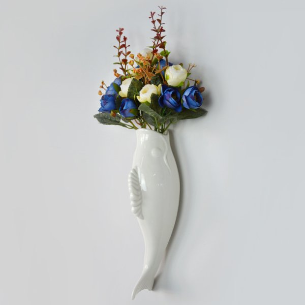 Simple Modern Creative Wall Ceramic Goldfish Vase Restaurant Mural Wall Hanging Three-Dimensional Wall Decoration Wholesale - Image 2