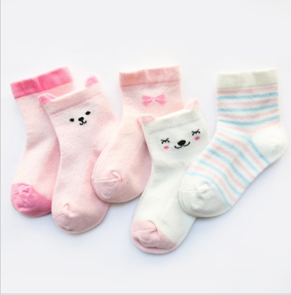 Children's Socks Pack of 5 Colors Breathable Summer Cotton Socks for Boys and Girls - Image 3
