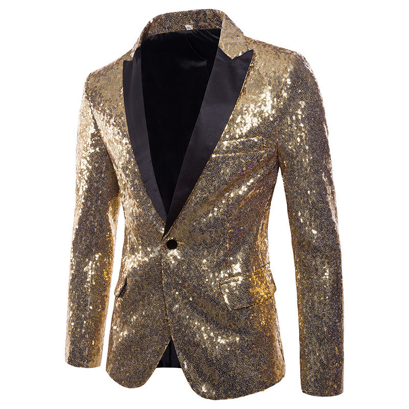 Men’s Banquet Stage Costume Bar Sequin Suit Jacket