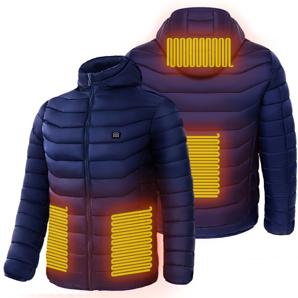 Men Heated Puffer Jacket Electric Heating Coat Insulated Hood Windbreaker - Image 3