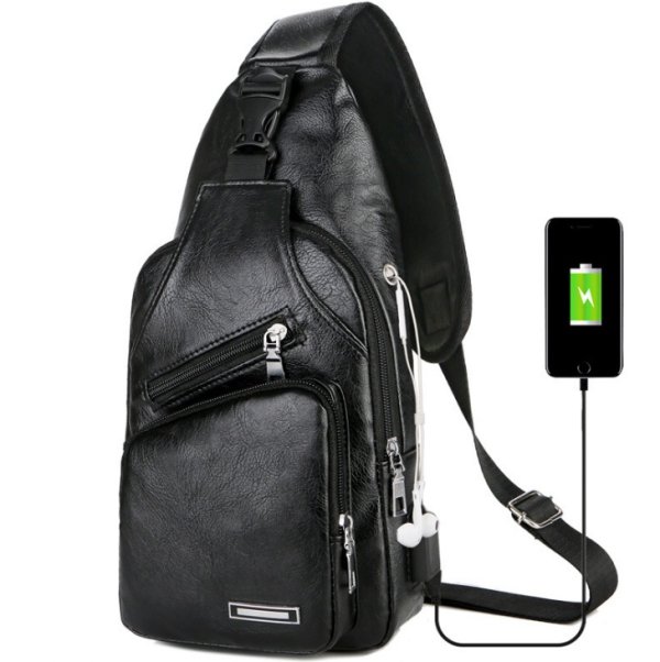 USB Portable Charging Chest Bag Messenger Bag - Image 6