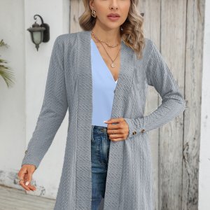 Women's Button Down Long Sleeve Loose Cardigan Top