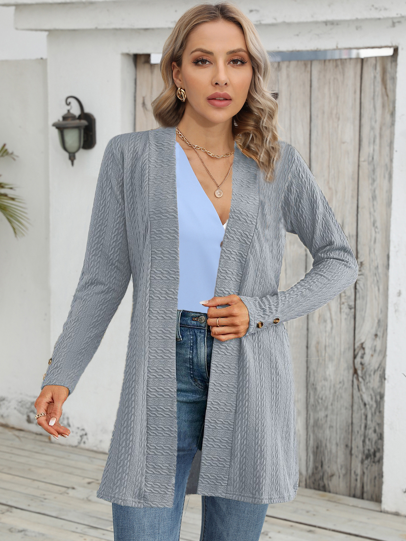 Women’s Button Down Long Sleeve Loose Cardigan Top