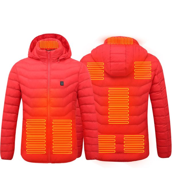 Men Heated Puffer Jacket Electric Heating Coat Insulated Hood Windbreaker - Image 5