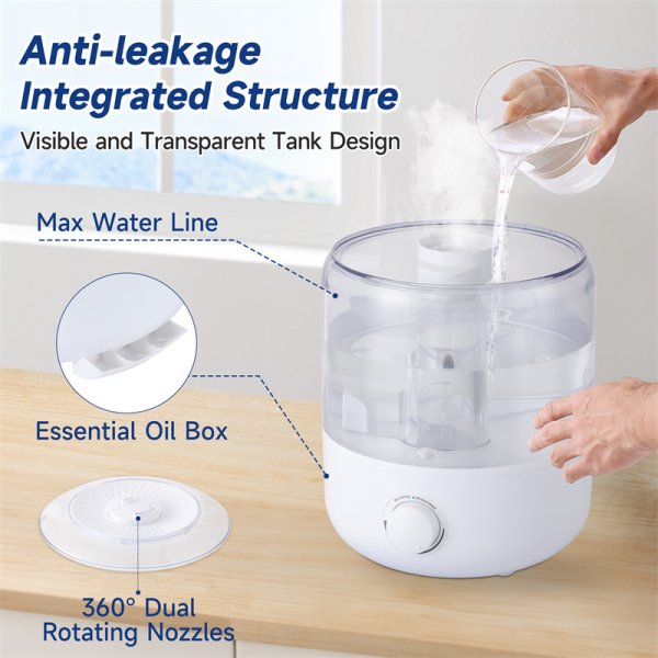 3L Mechanical Humidifier  Low Water Level Protection BPA Free - Image 4