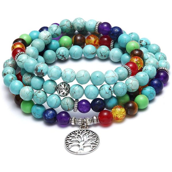 Amazon Stone Tiger Eye Stone Bracelet Necklace 108 Buddha Beads Lotus Bracelet - Image 6