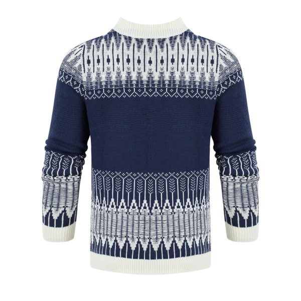 Men's Crewneck Pullover Sweater Unisex Fair Isle Long Sleeve Knitted Sweater - Image 6